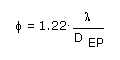 Formel zur Berechnung des theoretisch möglichen Auflösungsvermögens im Bogenmaß